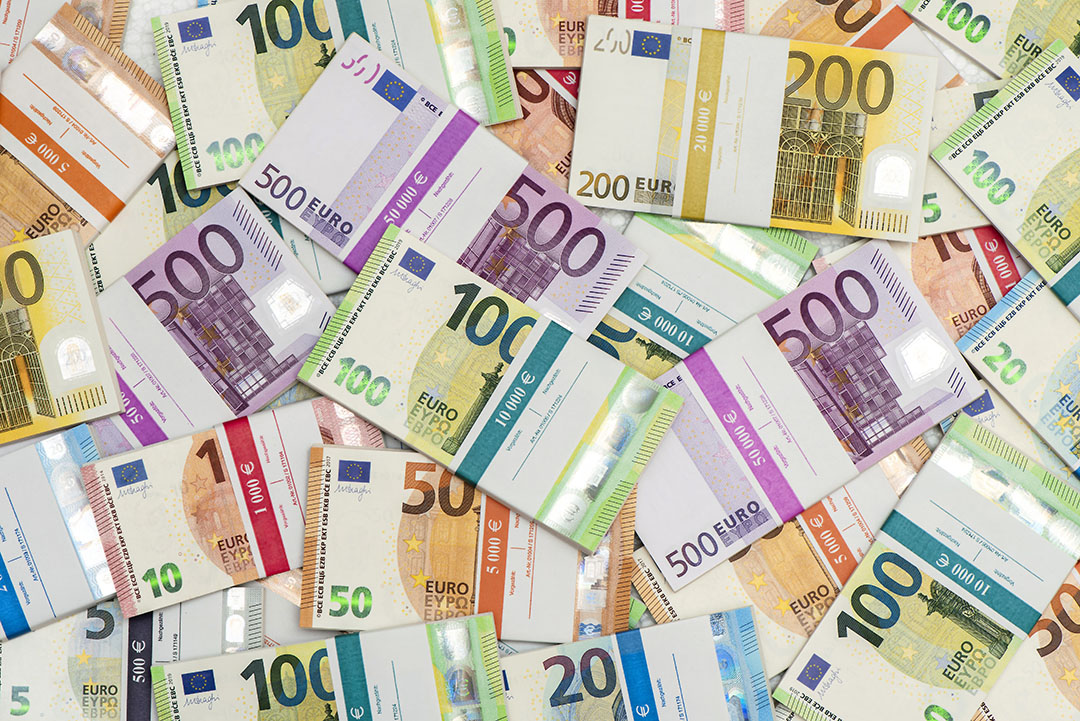 Bundle with euro banknotes