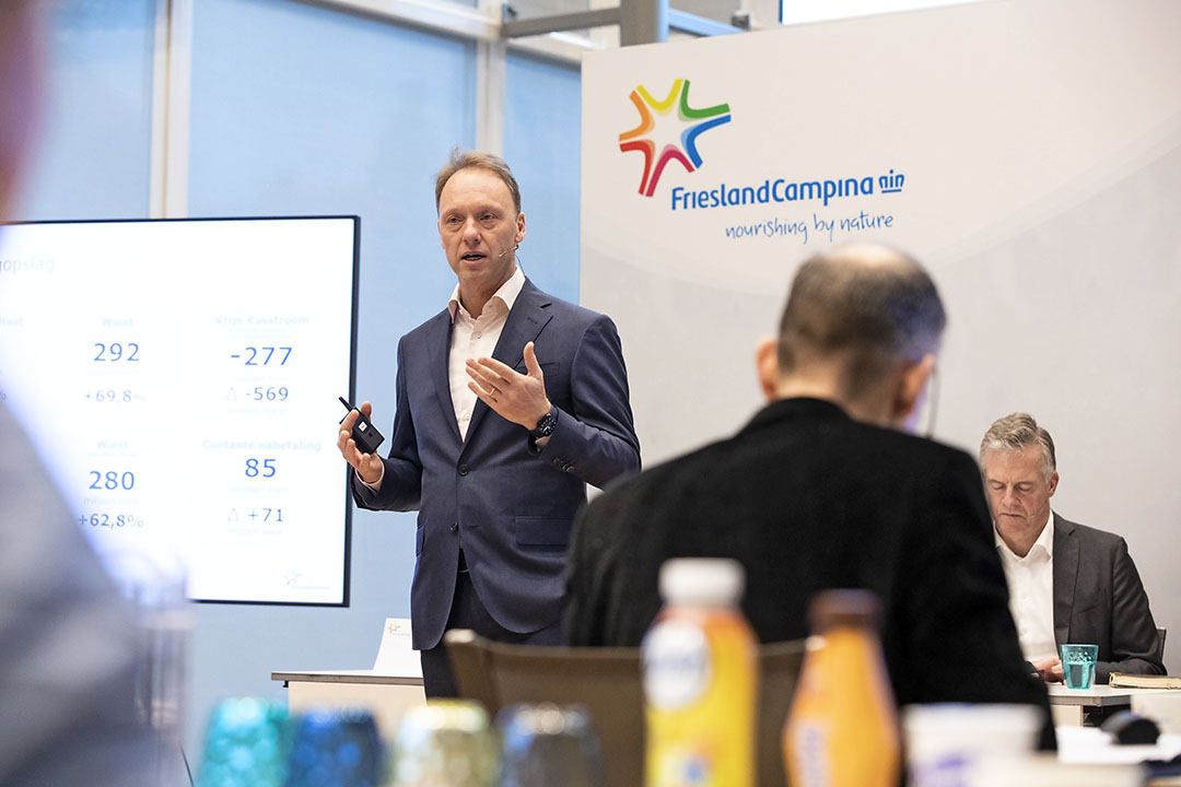 AMERSFOORT - Hein Schumacher, CEO FrieslandCampina tijdens de toelichting op de jaarcijfers van de zuivelgigant. ANP EVA PLEVIER